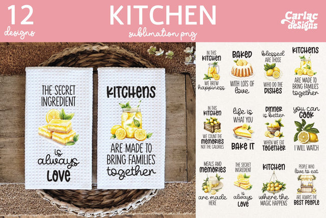 Lemons Kitchen Towel Sublimation Bundle Sublimation Carla C Designs 