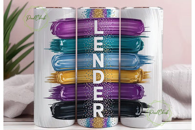 Lender Glitter Brushstroke 20oz Tumbler Sublimation PixelChick 