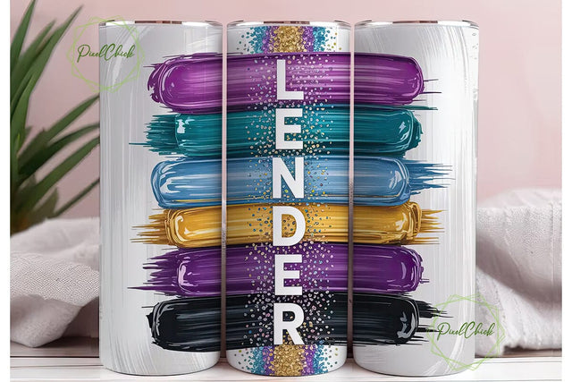 Lender Glitter Brushstroke 20oz Tumbler Sublimation PixelChick 