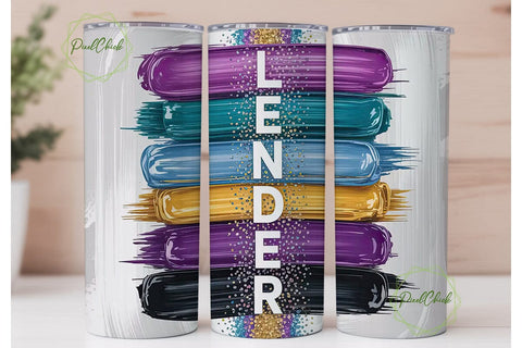 Lender Glitter Brushstroke 20oz Tumbler Sublimation PixelChick 