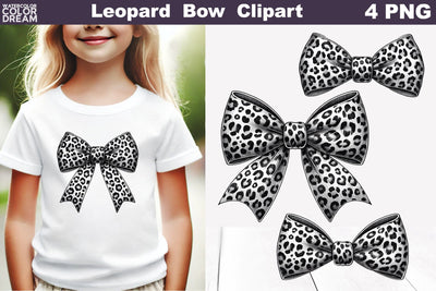 Leo Bow Clipart | Bow Leopard Sublimation Sublimation WatercolorColorDream 