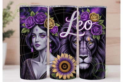 Leo Zodiac 20oz Tumbler Wrap Sublimation PixelChick 