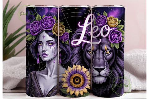 Leo Zodiac 20oz Tumbler Wrap Sublimation PixelChick 