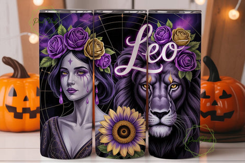 Leo Zodiac 20oz Tumbler Wrap Sublimation PixelChick 