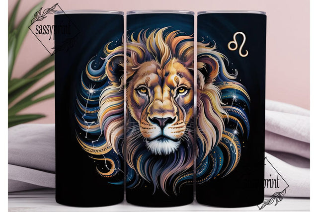 Leo Zodiac Lion 20oz Tumbler Wrap Sublimation sassyprint 