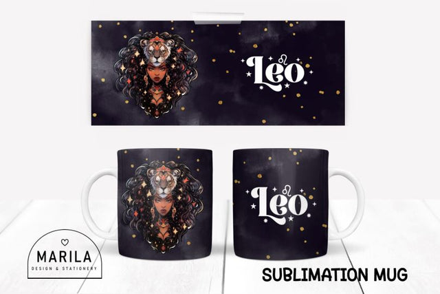 Leo Zodiac Sign Mug Sublimation, design Coffee Mug Sublimation Marilakits 