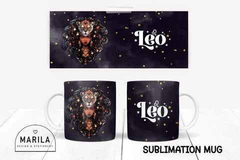 Leo Zodiac Sign Mug Sublimation, design Coffee Mug Sublimation Marilakits 