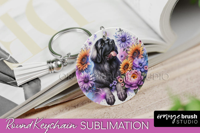 Leonberger Keychain - Dog mom Floral Keychain Sublimation Design Sublimation OrangeBrushStudio 