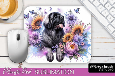 Leonberger Mouse Pad Design - Dog Mom Floral Mousepad Sublimation Sublimation OrangeBrushStudio 