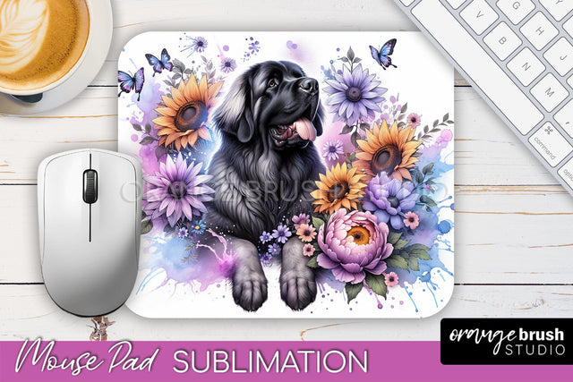 Leonberger Mouse Pad Design - Dog Mom Floral Mousepad Sublimation Sublimation OrangeBrushStudio 