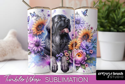 Leonberger Tumbler Wrap - Dog Mom Floral Tumbler Sublimation Sublimation OrangeBrushStudio 
