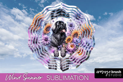 Leonberger Wind Spinner, Dog Mom Floral Wind Spinner Sublimation Sublimation OrangeBrushStudio 