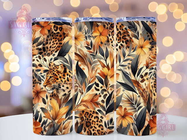 Leopard 20 oz Skinny Tumbler Sublimation Design Template Cheetah Leopard Tumbler Wrap, Seamless Leopard Print PNG Digital Download Sublimation SvggirlplusArt 