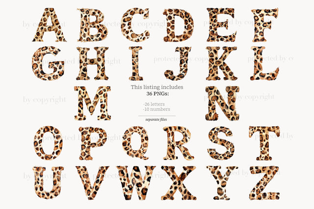 Leopard Alphabet Numbers | Digital Safari Letters Printable SVG GlamArtZhanna 