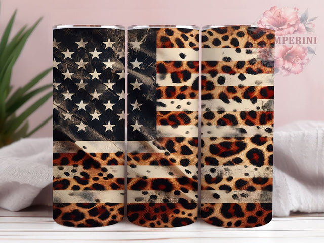 Leopard American Flag 20oz Tumbler Wrap PNG, USA Flag Tumbler Png, Straight & Tapered Tumbler Wrap, Instant Digital Download Sublimation Li Zamperini 