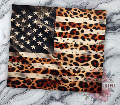 Leopard American Flag 20oz Tumbler Wrap PNG, USA Flag Tumbler Png, Straight & Tapered Tumbler Wrap, Instant Digital Download Sublimation Li Zamperini 