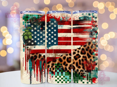 Leopard American Flag 20oz Tumbler Wrap Sublimation Design, Straight Tapered Tumbler Wrap, Western USA Flag Tumbler Png, Instant Digital Download Sublimation SvggirlplusArt 