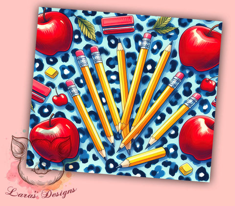 Leopard Apple Teacher 20oz Tumbler Png, Straight & Tapered Tumbler Png, Teacher Tumbler Png, Digital Download PNG Sublimation Lara' s Designs 