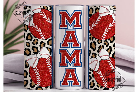 Leopard Baseball Mama Glitter Tumbler Sublimation sassyprint 
