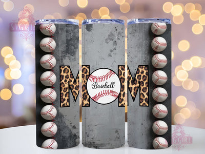 Leopard Baseball Mom 20oz Tumbler Wrap Sublimation Design, Straight Tapered Tumbler Wrap, Baseball Season Tumbler Png, Instant Digital Download Sublimation SvggirlplusArt 