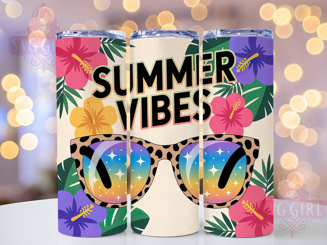 Leopard Beach Vibes 20oz Tumbler, Leopard Print Design, Beach Vibes PNG, Sunglasses Sublimation, 20oz Skinny Tumbler, Tropical Beach Art, Summer Vacation Gift Sublimation SvggirlplusArt 