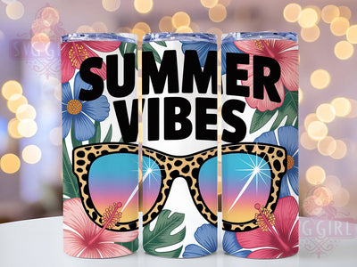 Leopard Beach Vibes 20oz Tumbler, Leopard Print Design, Beach Vibes PNG, Sunglasses Sublimation, 20oz Skinny Tumbler, Tropical Beach Art, Summer Vacation Gift Sublimation SvggirlplusArt 