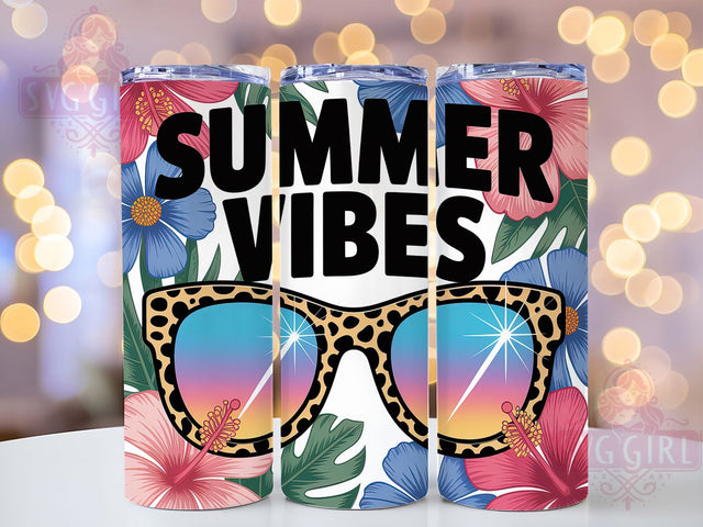 Leopard Beach Vibes 20oz Tumbler, Leopard Print Design, Beach Vibes PNG, Sunglasses Sublimation, 20oz Skinny Tumbler, Tropical Beach Art, Summer Vacation Gift Sublimation SvggirlplusArt 