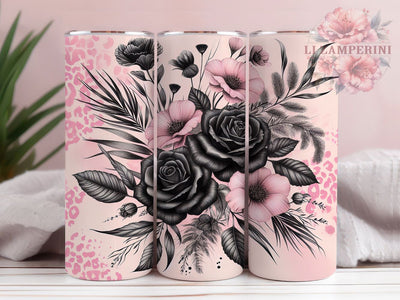 Leopard Black Rose Floral Tumbler Wrap, Black Rose, Purple Floral, Glam Style, Bold Wrap, Elegant Design, Sublimation Design Sublimation Li Zamperini 