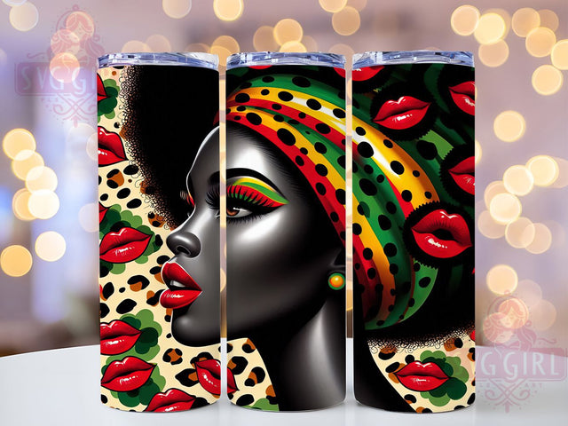 Leopard Black Women Tumbler, African American Pride Wrap, Cultural Heritage Cup, 20oz Sublimation Wrap, Afrocentric Empowerment Tumbler, Strong Black Identity Cup, Stylish Leopard Print Wrap Sublimation SvggirlplusArt 