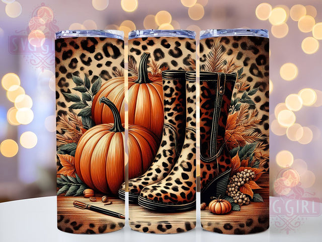 Leopard Boots 20oz Tumbler Wrap Sublimation Design, Straight Tapered Tumbler Wrap, Autumn Floral Tumbler Png, Instant Digital Download Sublimation SvggirlplusArt 