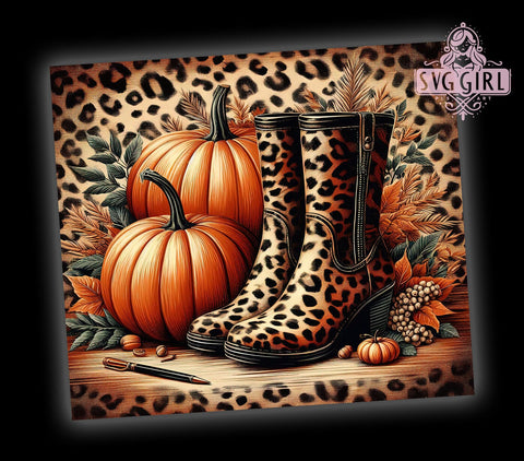 Leopard Boots 20oz Tumbler Wrap Sublimation Design, Straight Tapered Tumbler Wrap, Autumn Floral Tumbler Png, Instant Digital Download Sublimation SvggirlplusArt 
