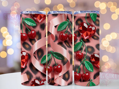 Leopard Bow Blossom 20oz Tumbler, Cherry Blossom Bow Design, Coquette Style Sublimation, 20oz Leopard Wrap, Elegant Bow PNG, Fashion Inspired Tumbler, Stylish Cherry Leopard Design Sublimation SvggirlplusArt 