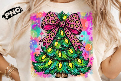 Leopard Bow Christmas Tree PNG SVG DesignDestine 