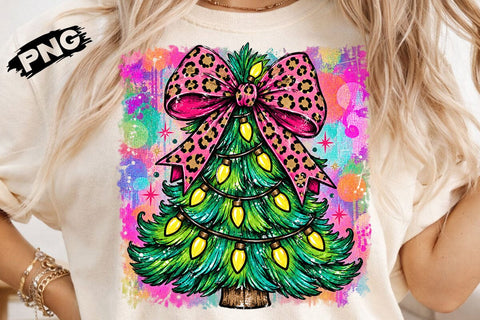 Leopard Bow Christmas Tree PNG SVG DesignDestine 