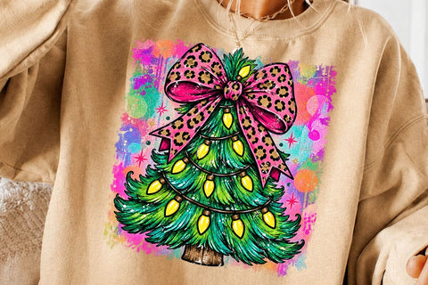 Leopard Bow Christmas Tree PNG SVG DesignDestine 