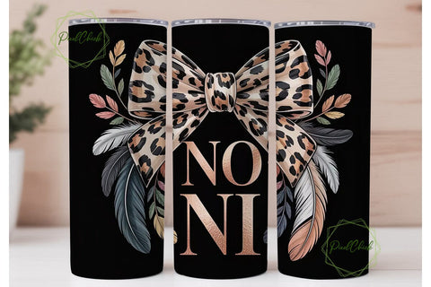 Leopard Bow & Feathers 20oz Tumbler Sublimation PixelChick 