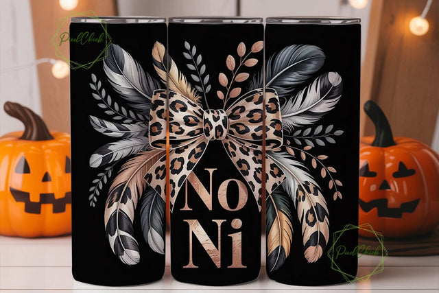 Leopard Bow & Feathers 20oz Tumbler Sublimation PixelChick 