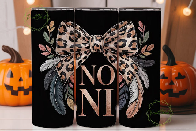 Leopard Bow & Feathers 20oz Tumbler Sublimation PixelChick 