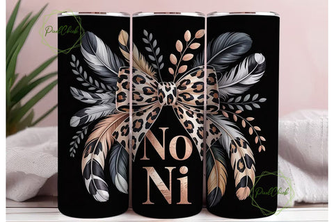 Leopard Bow & Feathers 20oz Tumbler Sublimation PixelChick 
