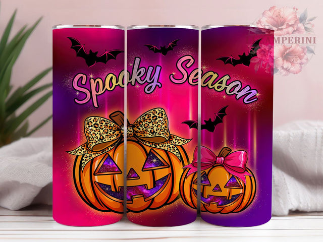 Leopard Bow Pumpkin 20oz Tumbler, Leopard Print, Bow Design, Pumpkin Motif, Autumn Theme, Rustic Charm, Skinny Tumbler, Sublimation PNG Sublimation Li Zamperini 