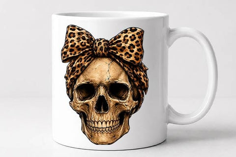 Leopard Bow Skull PNG, Gothic Halloween Sublimation Design SVG BillahCrafts 
