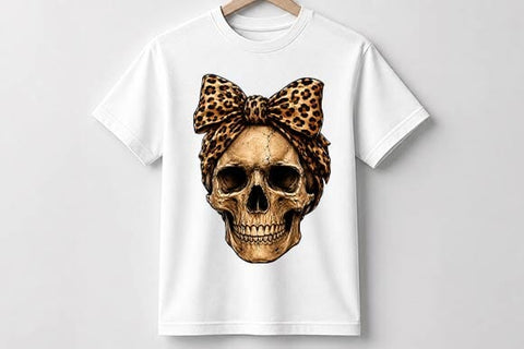 Leopard Bow Skull PNG, Gothic Halloween Sublimation Design SVG BillahCrafts 