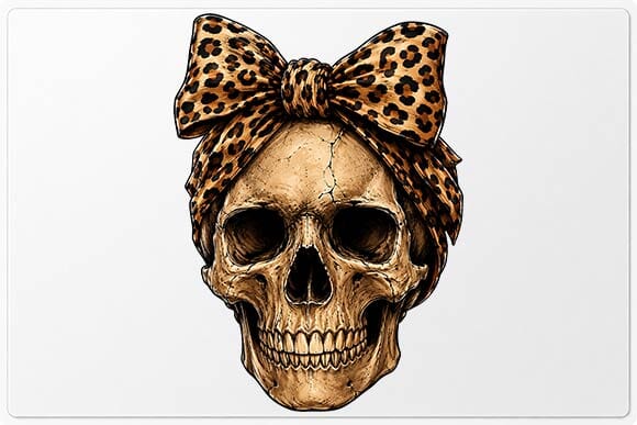 Leopard Bow Skull PNG, Gothic Halloween Sublimation Design SVG BillahCrafts 
