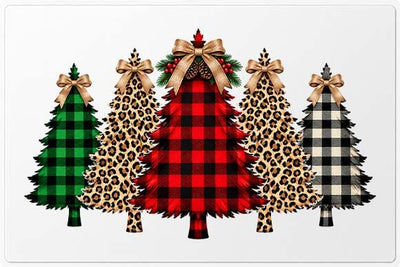 Leopard & Buffalo Plaid Christmas Trees PNG SVG BillahCrafts 