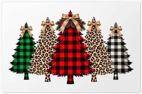 Leopard & Buffalo Plaid Christmas Trees PNG SVG BillahCrafts 