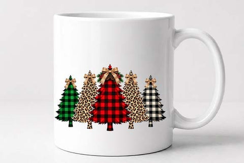 Leopard & Buffalo Plaid Christmas Trees PNG SVG BillahCrafts 