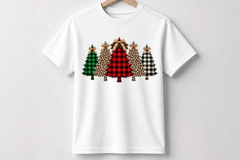 Leopard & Buffalo Plaid Christmas Trees PNG SVG BillahCrafts 
