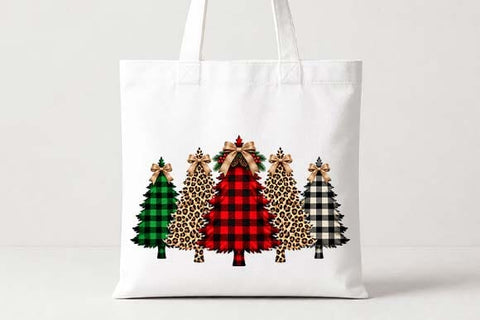 Leopard & Buffalo Plaid Christmas Trees PNG SVG BillahCrafts 