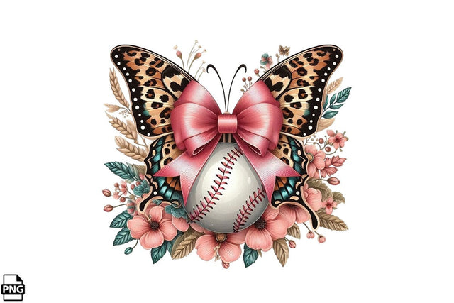 Leopard Butterfly Floral Coquette Baseball PNG Printable File Sublimation Creativedesigntee 