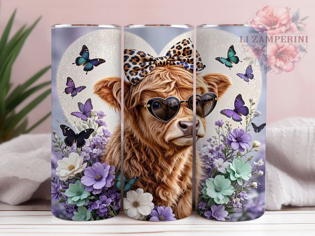 Leopard Calf Heart Glow 20oz Tumbler, Leopard Print, Calf Motif, Heart Design, Glow Effect, Rustic Charm, Farmhouse Style, Sublimation PNG Sublimation Li Zamperini 